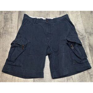 Polo Ralph Lauren Cargo Shorts Men‎ 35 Navy Blue Cotton Distressed Chunky Y2K 9"